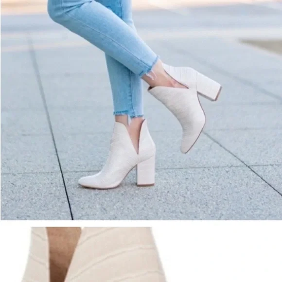 Steve Madden Women's Rookie Bone Croc Block Heels V Cut Ankle Booties Size 9.5 - Picture 2 of 16